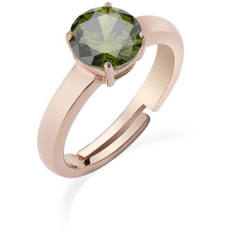 1 - Anello donna rosato solitario zircone verde Amen Argento 925 ANFERVE2