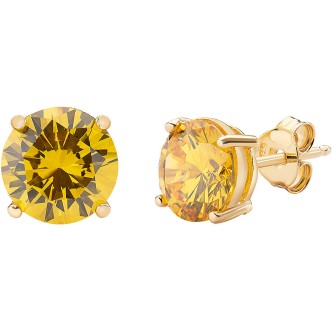 1 - Orecchini donna punto Luce dorati zircone giallo Argento Amen ORFEGG