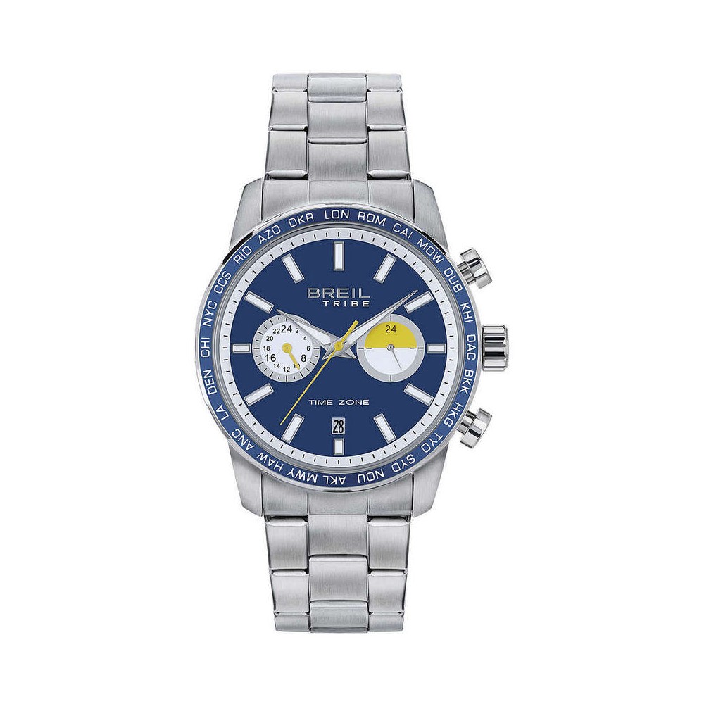 1 - Breil Zone Dual Time man watch blue steel background EW0565