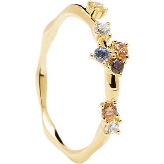 1 - PDPaola woman golden ring Silver 925 colored zircons AN01-210-14