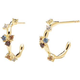 1 - PDPaola woman golden earrings Silver 925 colored zircons AR01-289-U