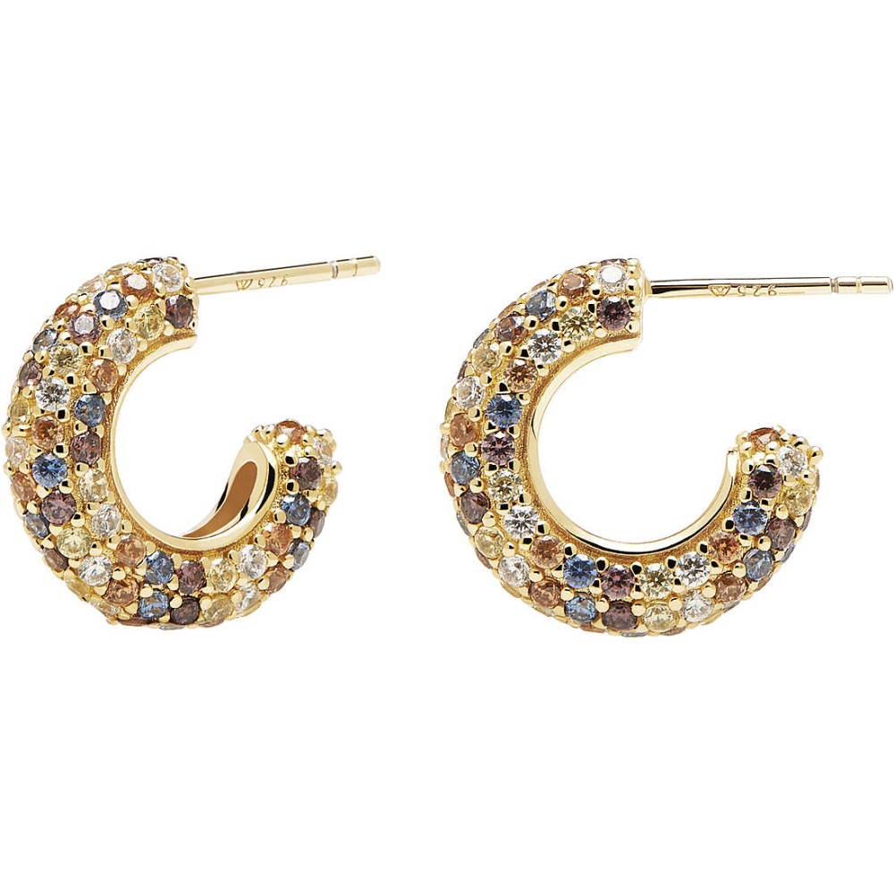 1 - PDPaola woman hoop earrings golden Silver 925 colored zircons AR01-291-U