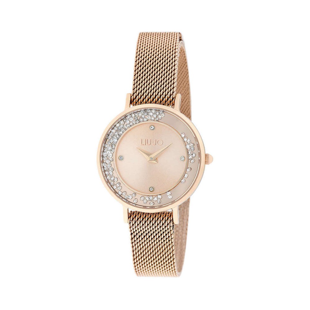 1 - Orologio solo tempo donna Liu Jo Mini Dancing Slim rosato con cristalli acciaio TLJ1693