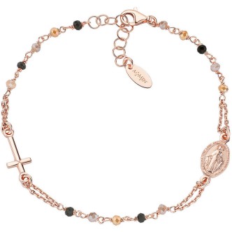 1 - Bracciale Rosario donna Amen rosato Argento 925 con cristalli BRO10RMMM3