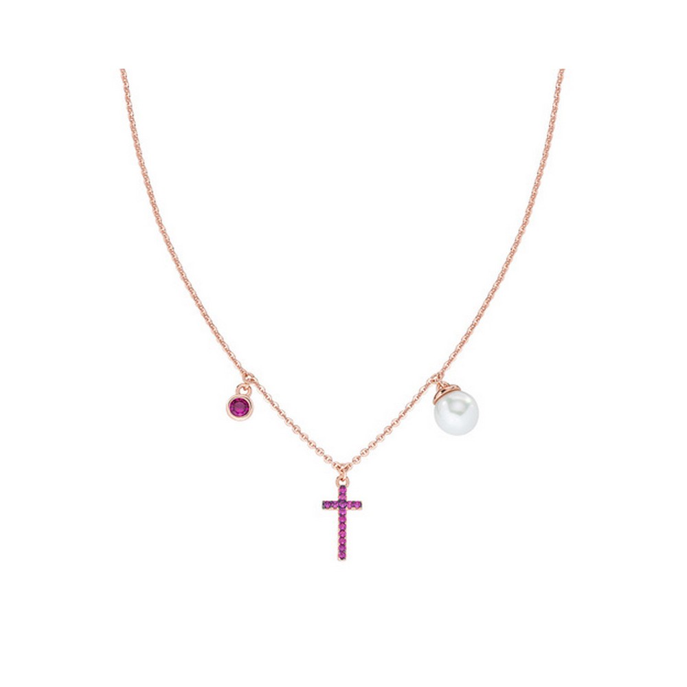 1 - Collana donna Amen croce e perla con zirconi viola Argento 925 CLCRPERRZ