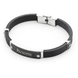 1 - Bracciale uomo 4US Cesare Paciotti 4UBR4541 acciaio e silicone nero