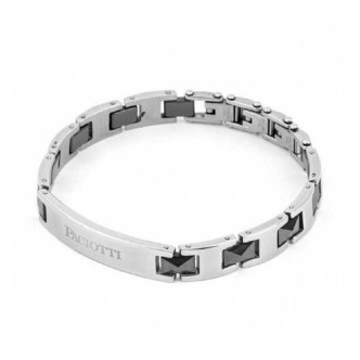 1 - Bracciale uomo 4US Cesare Paciotti 4UBR4356 acciaio e ceramica nera