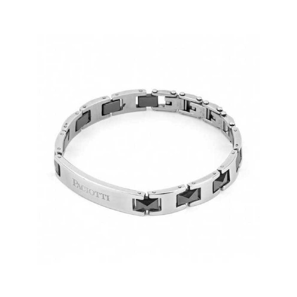 1 - Bracciale uomo 4US Cesare Paciotti 4UBR4356 acciaio e ceramica nera