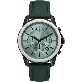 1 - Orologio cronografo uomo Armani Exchange AX1725 verde acciaio cinturino pelle