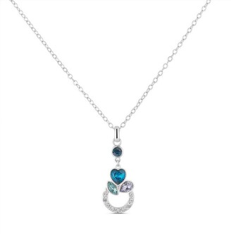 1 - Collana donna Stroili Violet acciaio con cristalli cuore azzurro 1674354