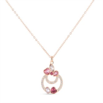 1 - Stroili Violet women's necklace in rosé steel with pink heart crystals 1674353