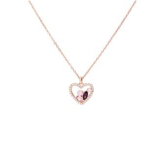 1 - Collana donna Stroili Violet acciaio rosato cuore con cristalli 1668619