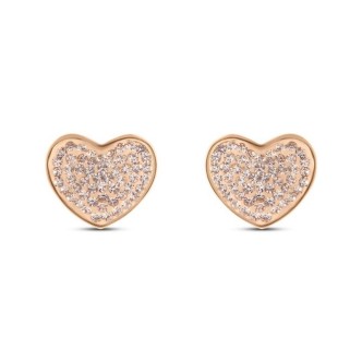 1 - Stroili Lady Phantasya rose steel stud earrings with heart and crystals 1670604