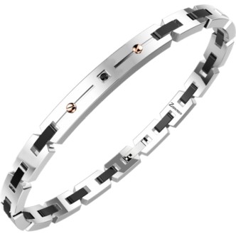 1 - Bracciale uomo Zancan in acciaio con zircone nero EHB311