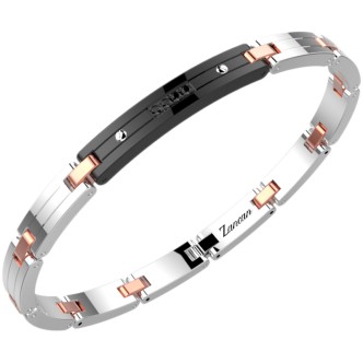 1 - Zancan men's steel bracelet with rosé details and black pvd plate EHB316