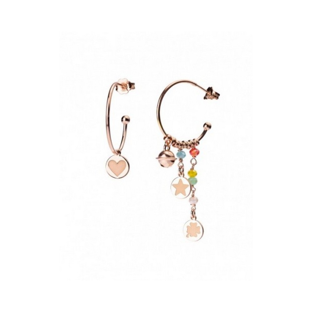 1 - Orecchini cerchio Rue des Mille Gipsy Chic pietre multicolor Argento 925 rosato OR-GIP 1 V4