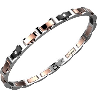 1 - Zancan men's steel bracelet with black and rosé details EHB320