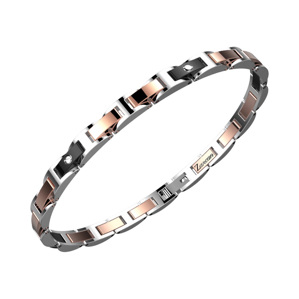 1 - Zancan men's steel bracelet with black and rosé details EHB320