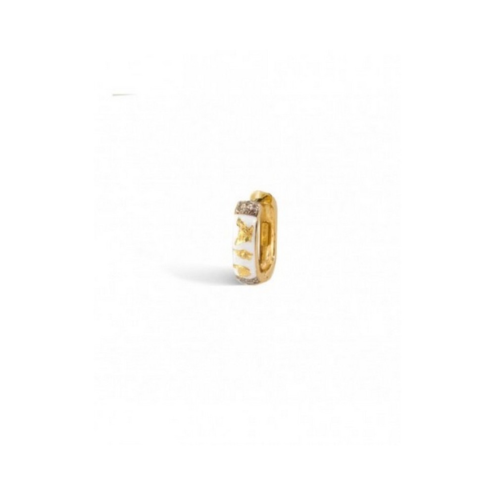 1 - Rue Des Mille woman single earring rectangular 18Kt gold leaf 925 Silver ORJ-01 FB