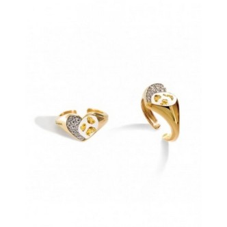 1 - Anello donna cuore Rue Des Mille Jungle Tribe Argento 925 foglia d'oro ANJ-02 FB