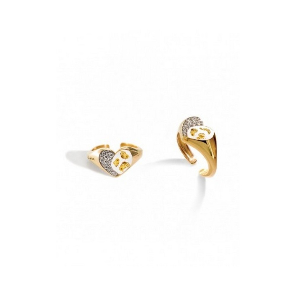 1 - Woman heart ring Rue Des Mille Jungle Tribe Silver 925 gold leaf ANJ-02 FB