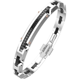 1 - 316L steel Zancan man bracelet with black zircons EHB324