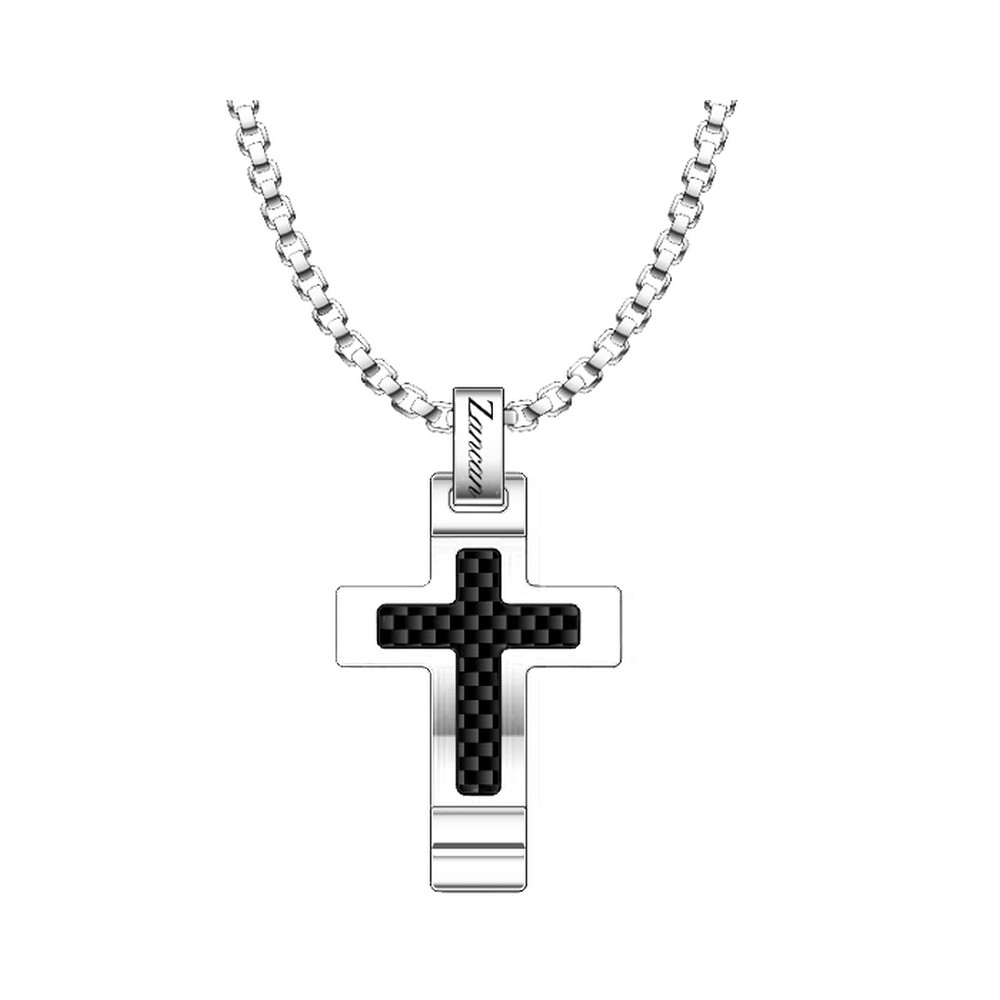 1 - Man cross necklace Zancan 316L steel PVD Black EHC186