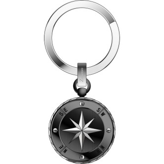 1 - Keychain wind rose man Zancan Hi-Teck steel 316L EHP067