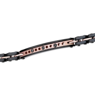 1 - Zancan men's bracelet 316L steel PVD Black and Pink UHB013