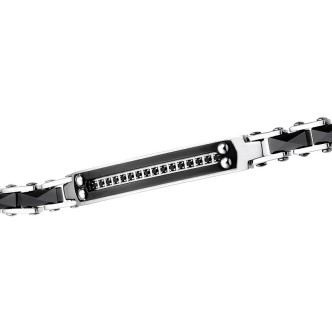 1 - Zancan men's bracelet 316L steel PVD Black with zircons UHB015