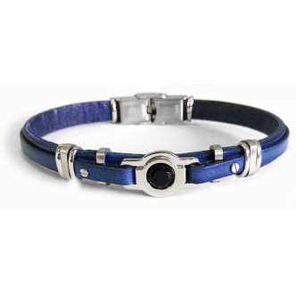 1 - Bracciale uomo Zancan pelle blu con onice ESB035-BL Be1