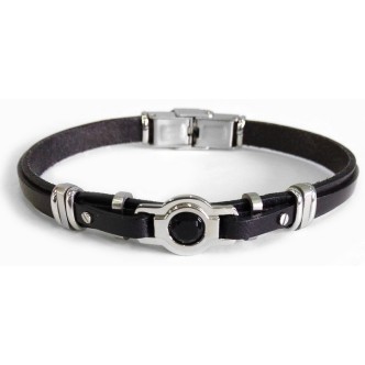 1 - Bracciale uomo Zancan pelle nera con onice ESB035-NE Be1