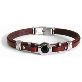 1 - Zancan men's brown leather bracelet with onyx ESB035-MA Be1