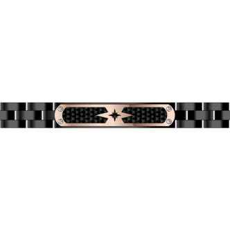 1 - Bracciale uomo Zancan acciaio 316L PVD Nero e Rosa placca carbonio EHB296