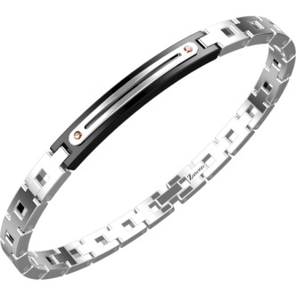 1 - Bracciale uomo Zancan acciaio 316L PVD Nero con placca nera EHB307