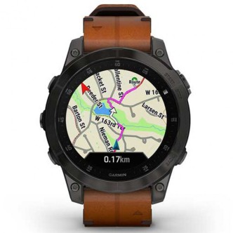 1 - Garmin Epix Gen 2 men's watch Black titanium 010-02582-30 Chestnut brown leather strap