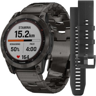 1 - Garmin Fenix ​​7 Sapphire Solar 010-02540-39 Carbon Gray DLC bracelet vented Titanium men's watch