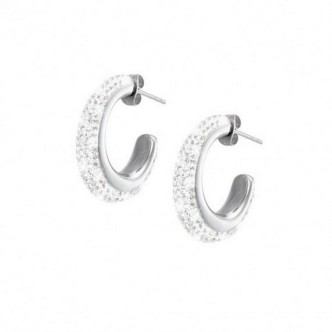 1 - Stroili Linea Crystal women's hoop earrings in steel and crystals 1680322