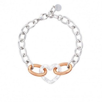 1 - Bracciale donna Stroili Linea Crystal cuore catena in acciaio e cristalli 1680313