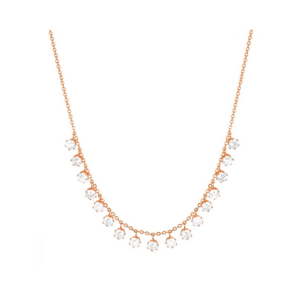 1 - Stroili Romantic Shine line woman necklace in rose gold steel and crystals 1680385