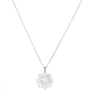 1 - Stroili women's necklace Romantic Shine line flower steel and crystals 1680388