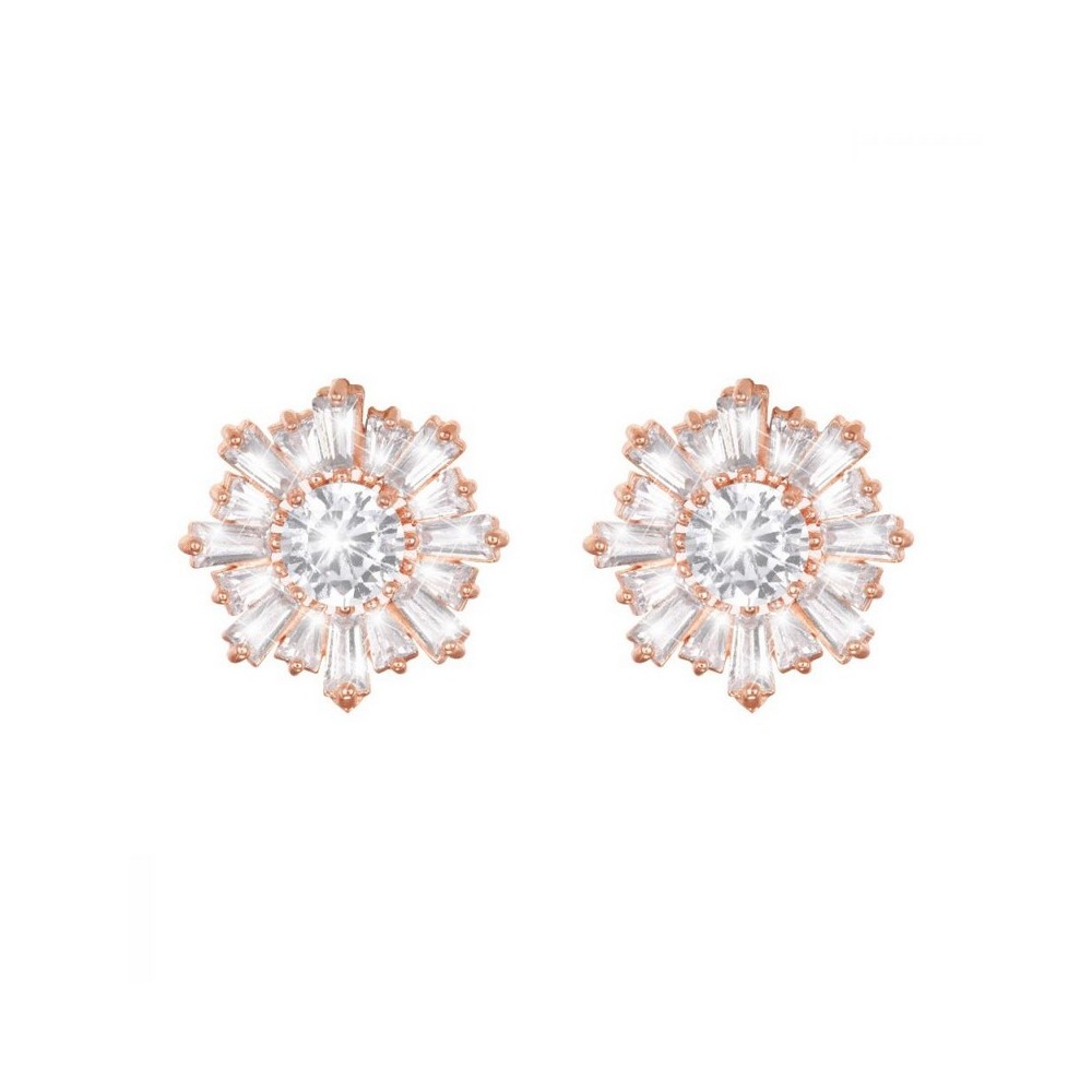 1 - Lobe earrings for women Stroili Line Romantic Shine rose steel flower and crystals 1680397