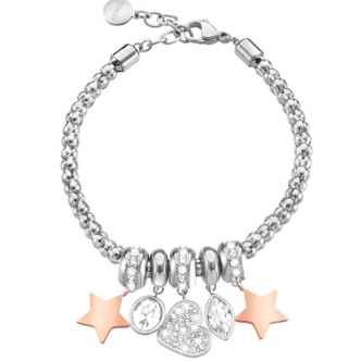 1 - Bracciale donna Stroili Lady Chic cuore e stelle in acciaio e cristalli 1674557