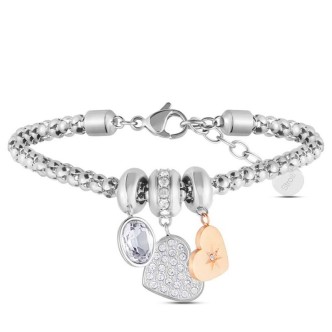 1 - Bracciale donna Stroili Lady Chic cuore e stelle in acciaio e cristalli 1674556