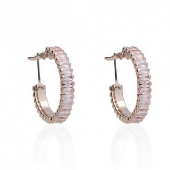 1 - Woman pink hoop earrings with rhinestones Romantic Shine brass 1665967