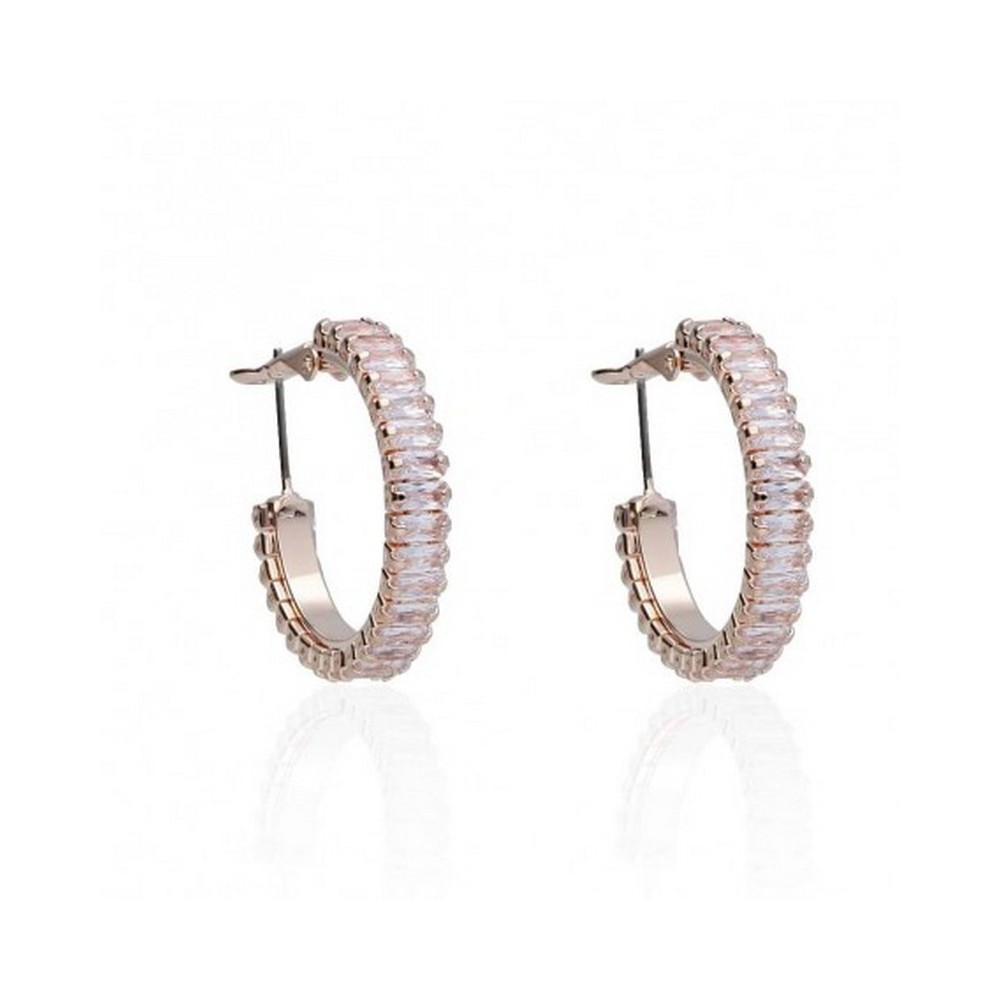 1 - Woman pink hoop earrings with rhinestones Romantic Shine brass 1665967