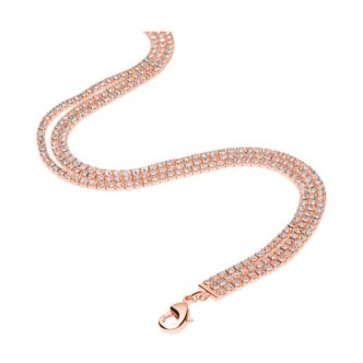 1 - Stroili Romantic Shine women's tennis necklace, multi-strand pink crystals 1668687