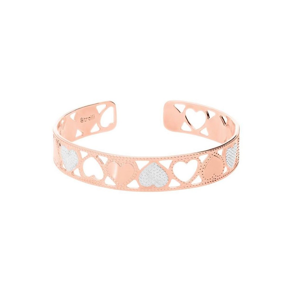 1 - Stroili women's heart bangle bracelet in pink brass 1673294