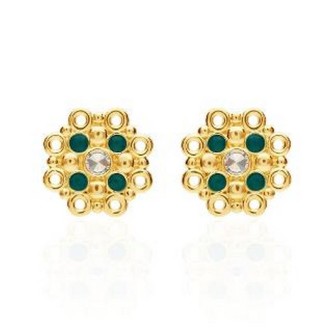 1 - Stroili women's rhombus earrings in golden brass with stones 1669130