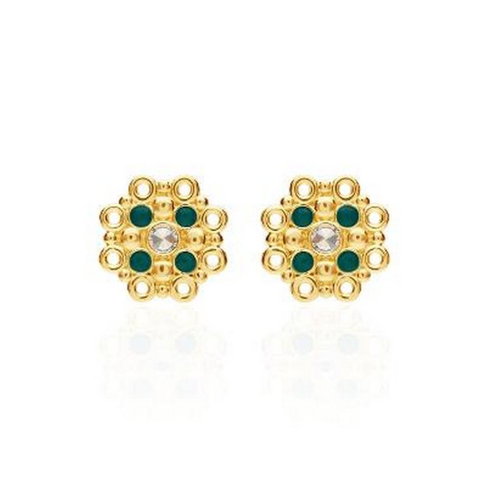 1 - Stroili women's rhombus earrings in golden brass with stones 1669130